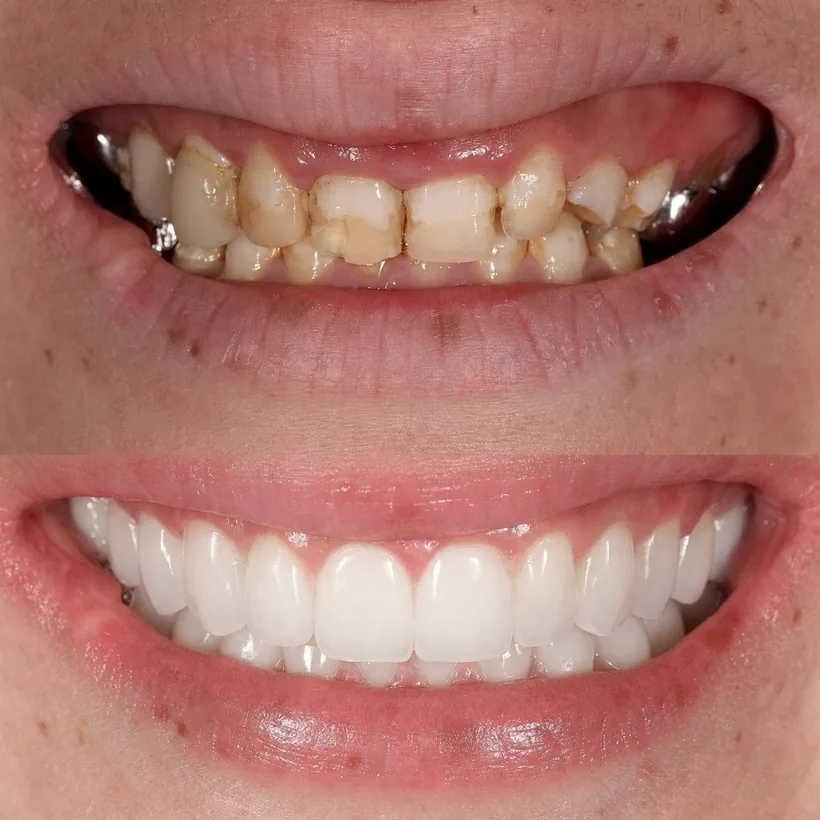 Antes y después de carillas dentales
